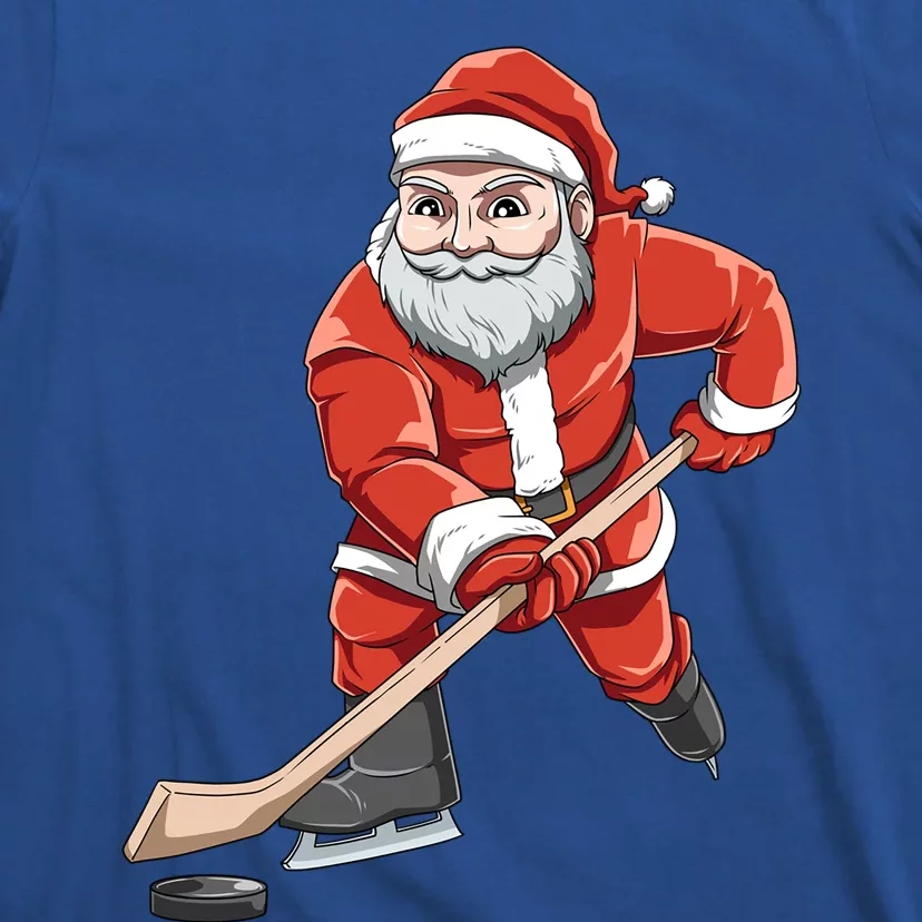 Santa Playing Hockey Christmas Gift For Hockey Players Gift T-Shirt