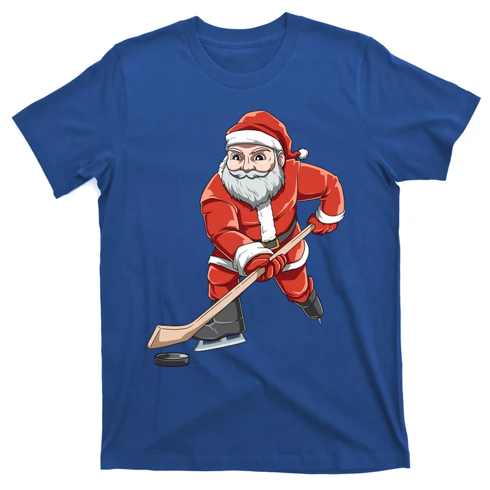 Santa Playing Hockey Christmas Gift For Hockey Players Gift T-Shirt