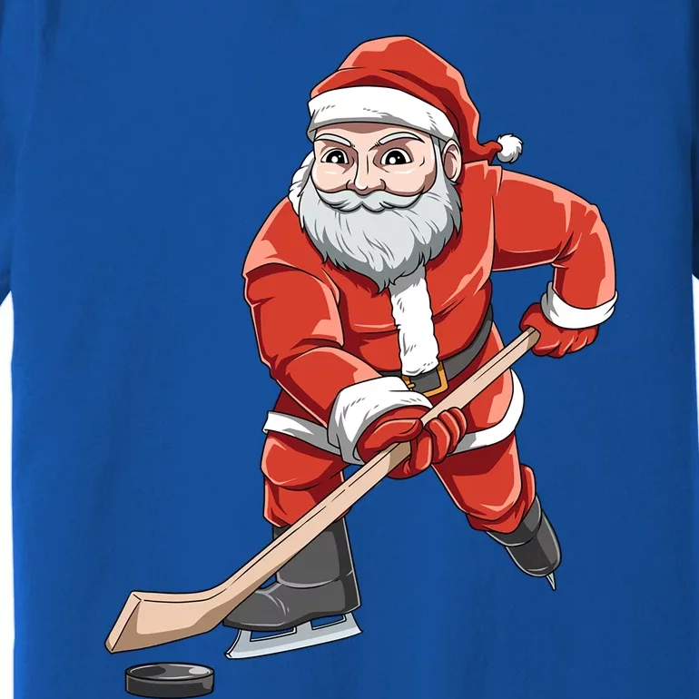 Santa Playing Hockey Christmas Gift For Hockey Players Gift Premium T-Shirt