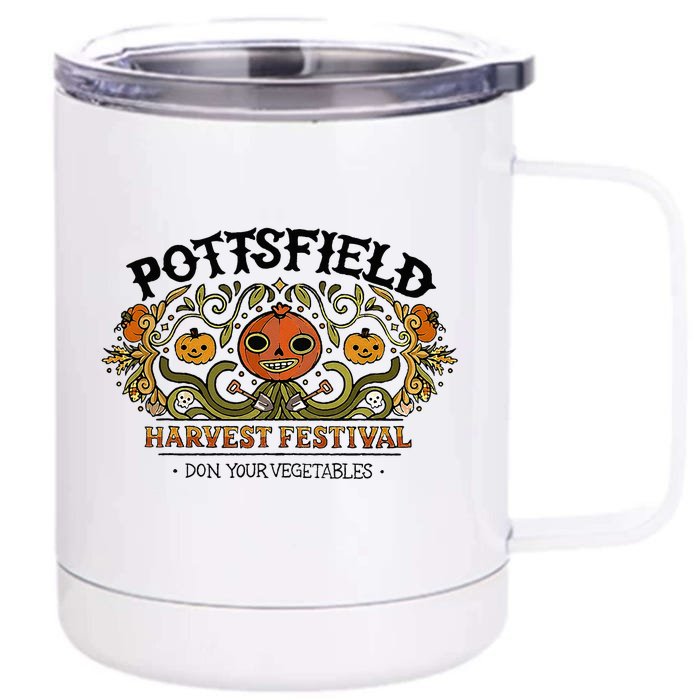 Spooky Pottsfield Harvest Festival Pumpkin Vibes Halloween Front & Back 12oz Stainless Steel Tumbler Cup