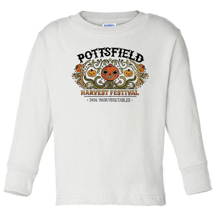 Spooky Pottsfield Harvest Festival Pumpkin Vibes Halloween Toddler Long Sleeve Shirt