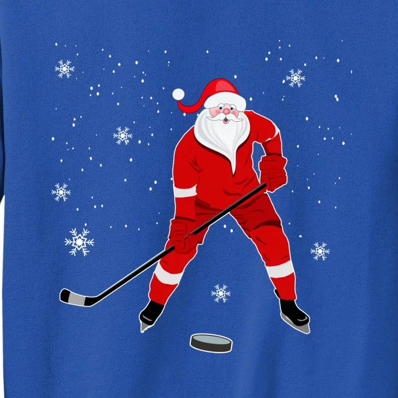 Santa Playing Hockey Christmas Gift For Hockey Players Gift Tall Sweatshirt