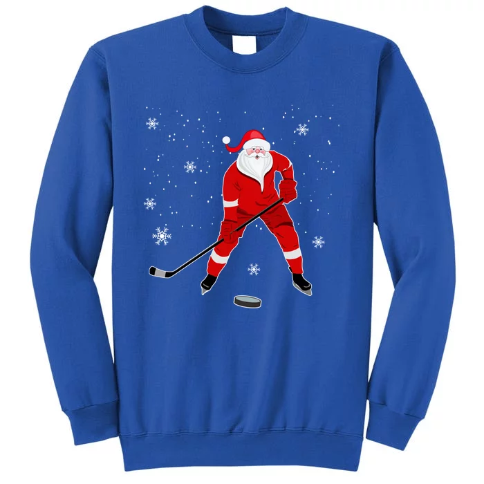 Santa Playing Hockey Christmas Gift For Hockey Players Gift Tall Sweatshirt