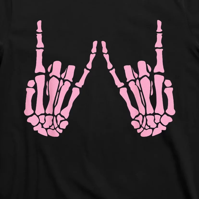 Skeleton Pink Hand Gestures Halloween Rock Skeleton Hands T-Shirt