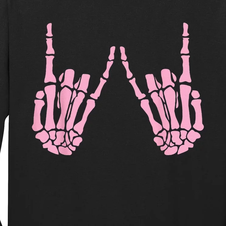 Skeleton Pink Hand Gestures Halloween Rock Skeleton Hands Tall Long Sleeve T-Shirt