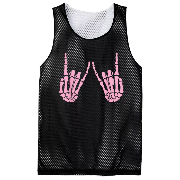 Skeleton Pink Hand Gestures Halloween Rock Skeleton Hands Mesh Reversible Basketball Jersey Tank