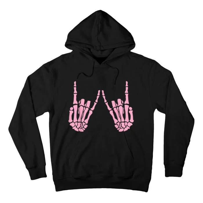 Skeleton Pink Hand Gestures Halloween Rock Skeleton Hands Tall Hoodie