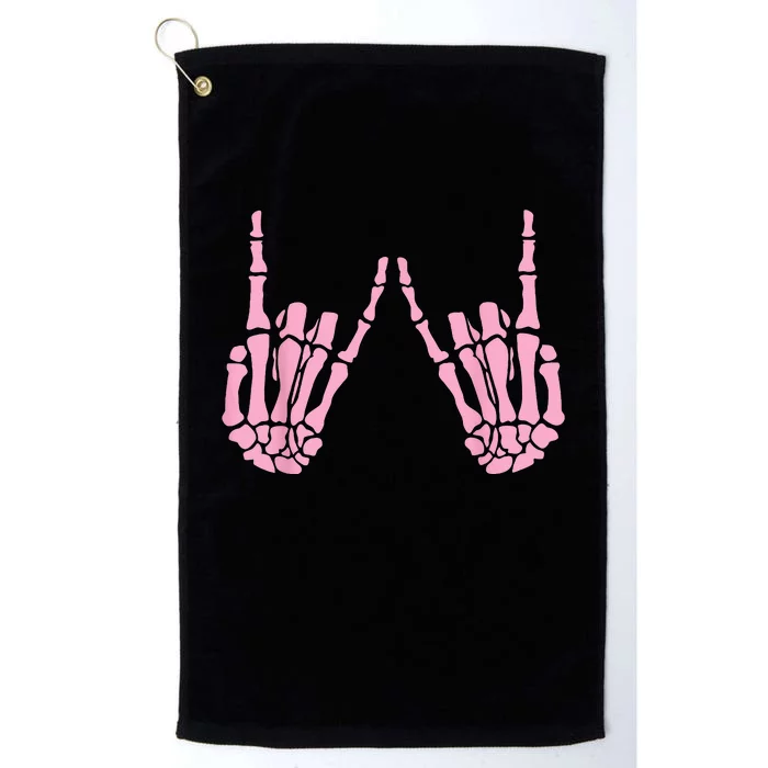 Skeleton Pink Hand Gestures Halloween Rock Skeleton Hands Platinum Collection Golf Towel