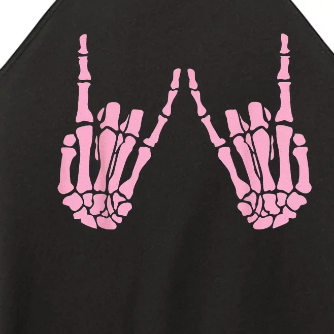 Skeleton Pink Hand Gestures Halloween Rock Skeleton Hands Women’s Perfect Tri Rocker Tank