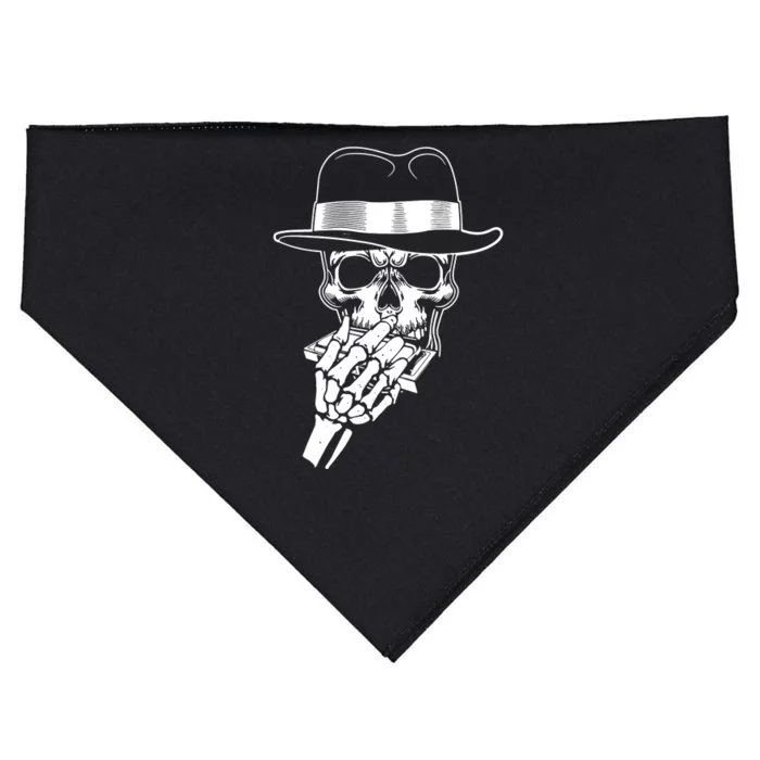 Skeleton Playing Harmonica Blues Musician Mouth Organ Player USA-Made Doggie Bandana