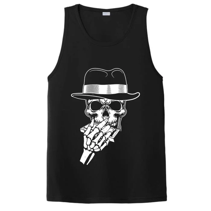 Skeleton Playing Harmonica Blues Musician Mouth Organ Player Performance Tank