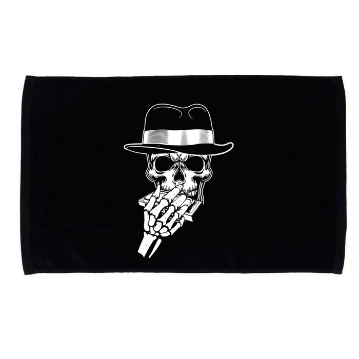 Skeleton Playing Harmonica Blues Musician Mouth Organ Player Microfiber Hand Towel