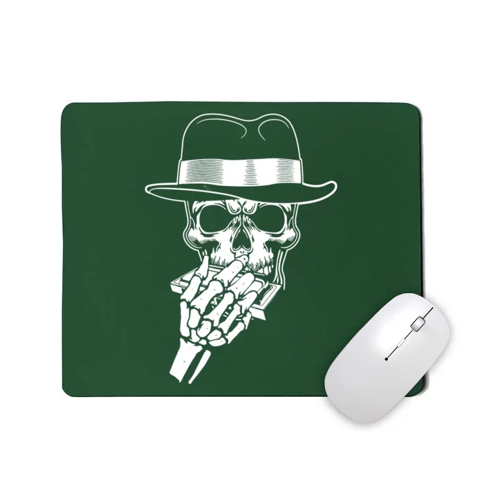 Skeleton Playing Harmonica Blues Musician Mouth Organ Player Mousepad