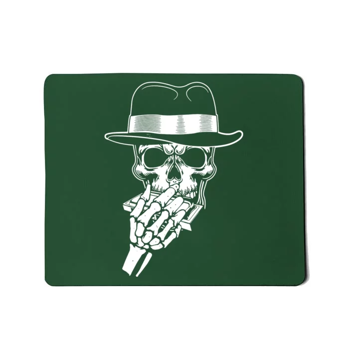 Skeleton Playing Harmonica Blues Musician Mouth Organ Player Mousepad