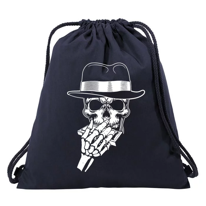 Skeleton Playing Harmonica Blues Musician Mouth Organ Player Drawstring Bag