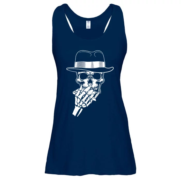 Skeleton Playing Harmonica Blues Musician Mouth Organ Player Ladies Essential Flowy Tank