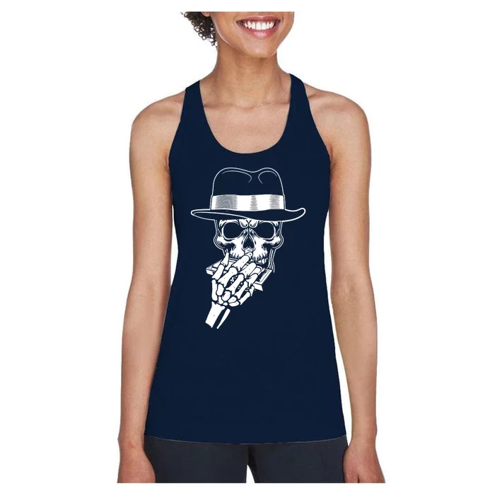 Skeleton Playing Harmonica Blues Musician Mouth Organ Player Women's Racerback Tank