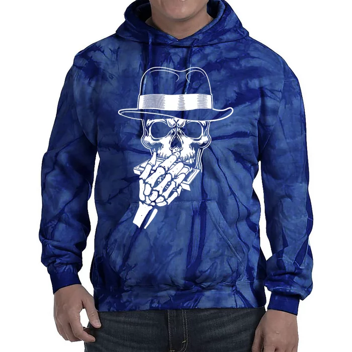 Skeleton Playing Harmonica Blues Musician Mouth Organ Player Tie Dye Hoodie