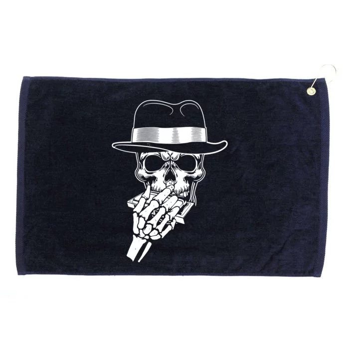 Skeleton Playing Harmonica Blues Musician Mouth Organ Player Grommeted Golf Towel