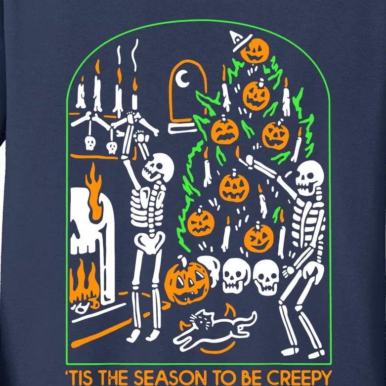 Skeleton Pumpkin Halloween Kids Long Sleeve Shirt