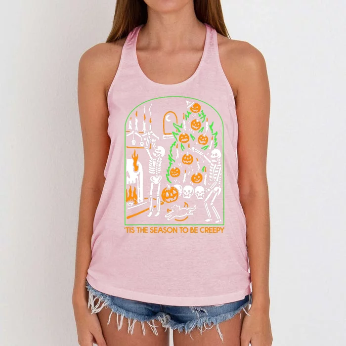 Skeleton Pumpkin Halloween Women's Knotted Racerback Tank