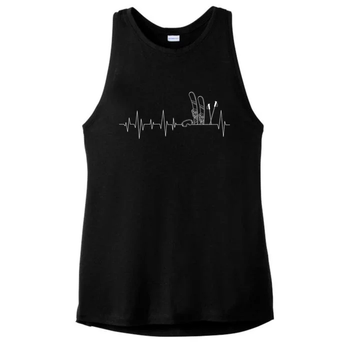 Skiing Pulse Heartbeat Freestyle Skier Winter Sports Lover Funny Gift Ladies Tri-Blend Wicking Tank