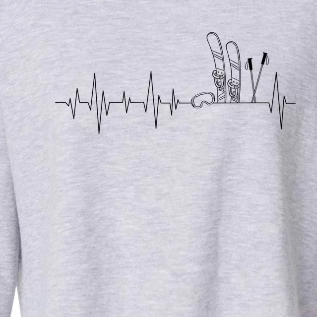 Skiing Pulse Heartbeat Freestyle Skier Winter Sports Lover Funny Gift Cropped Pullover Crew