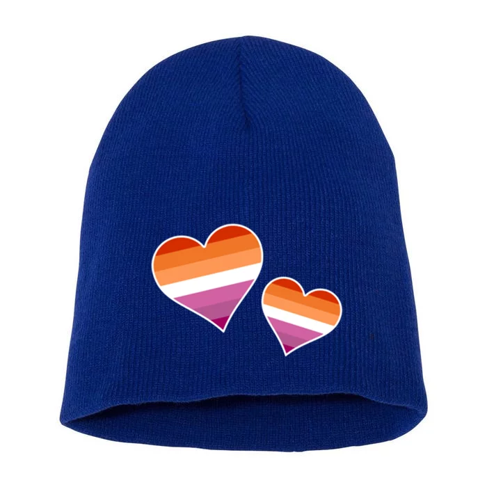 Subtle Pride Hearts Pride Month Lgbtq Lesbian Ally Love Gift Short Acrylic Beanie