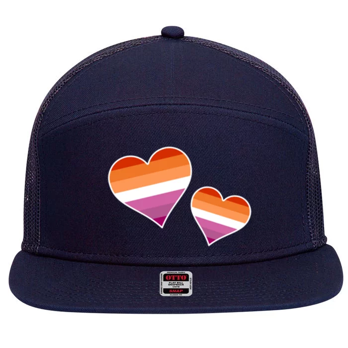 Subtle Pride Hearts Pride Month Lgbtq Lesbian Ally Love Gift 7 Panel Mesh Trucker Snapback Hat