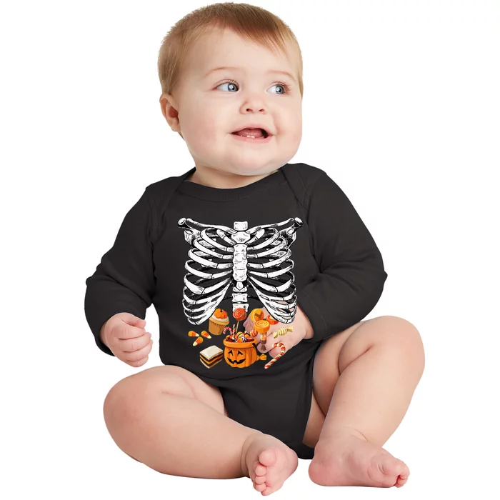 Skeleton Pregnancy Halloween Candy Rib Cage Baby Long Sleeve Bodysuit