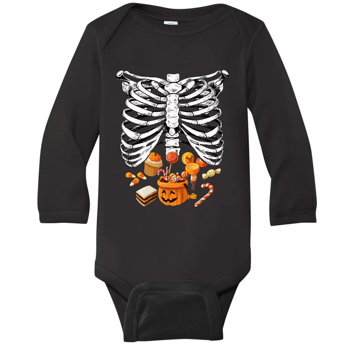 Skeleton Pregnancy Halloween Candy Rib Cage Baby Long Sleeve Bodysuit