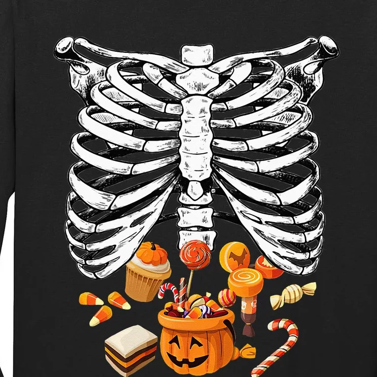 Skeleton Pregnancy Halloween Candy Rib Cage Tall Long Sleeve T-Shirt