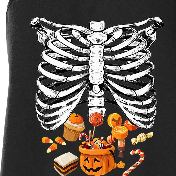 Skeleton Pregnancy Halloween Candy Rib Cage Women's Racerback Tank