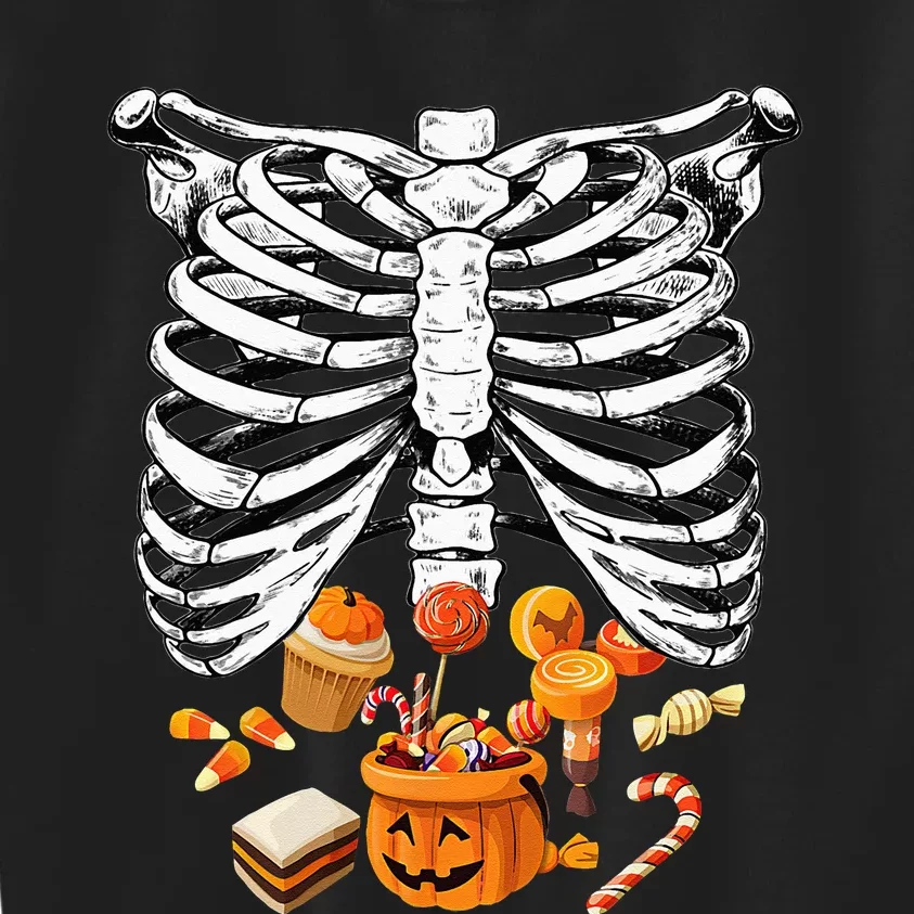 Skeleton Pregnancy Halloween Candy Rib Cage Kids Sweatshirt