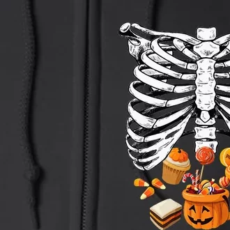 Skeleton Pregnancy Halloween Candy Rib Cage Full Zip Hoodie