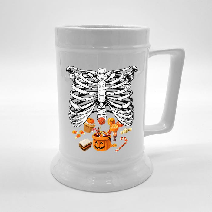 Skeleton Pregnancy Halloween Candy Rib Cage Front & Back Beer Stein