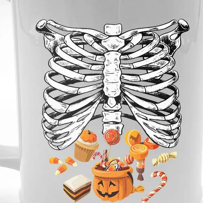 Skeleton Pregnancy Halloween Candy Rib Cage Front & Back Beer Stein