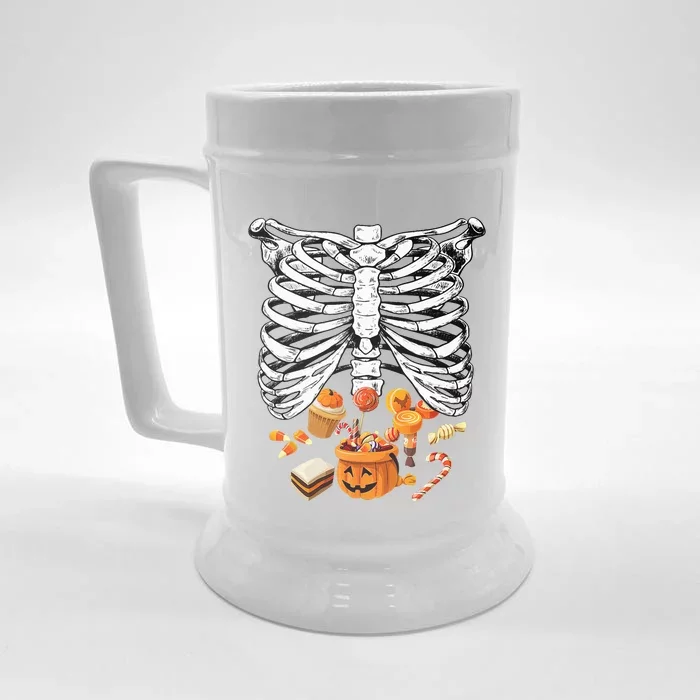 Skeleton Pregnancy Halloween Candy Rib Cage Front & Back Beer Stein