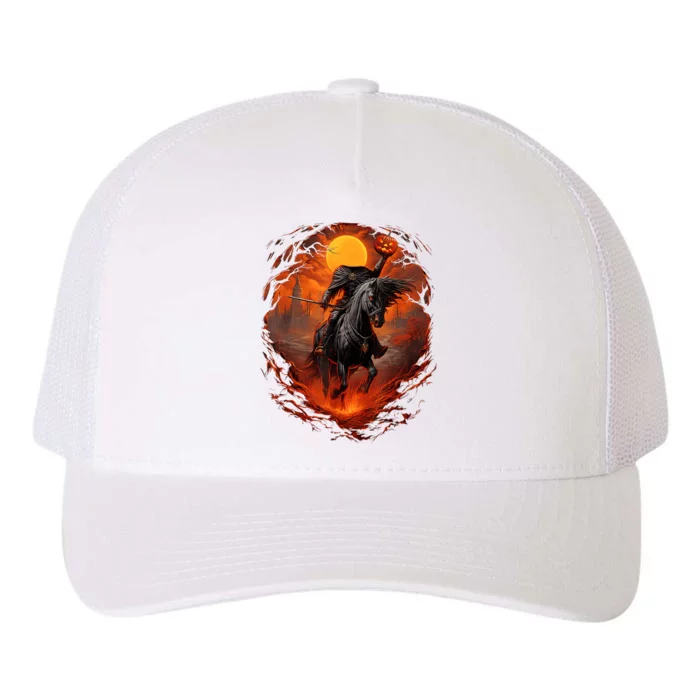 Scary Pumpkin Headless Horseman Halloween Yupoong Adult 5-Panel Trucker Hat