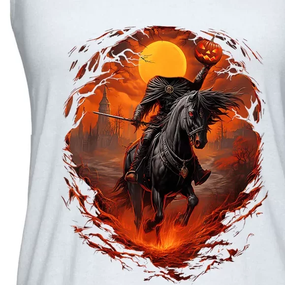 Scary Pumpkin Headless Horseman Halloween Ladies Essential Flowy Tank