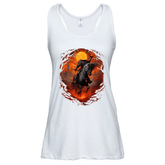 Scary Pumpkin Headless Horseman Halloween Ladies Essential Flowy Tank