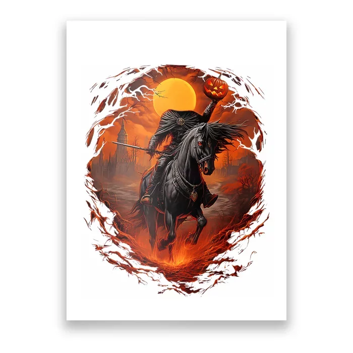 Scary Pumpkin Headless Horseman Halloween Poster