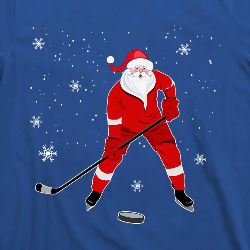 Santa Playing Hockey Christmas Gift For Hockey Players Gift T-Shirt