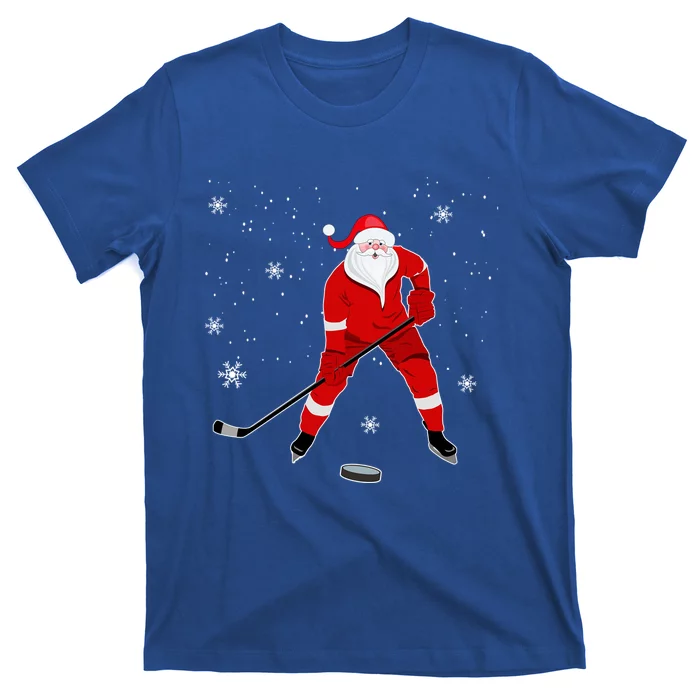 Santa Playing Hockey Christmas Gift For Hockey Players Gift T-Shirt