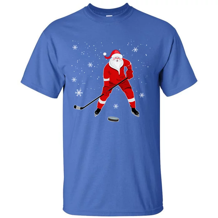 Santa Playing Hockey Christmas Gift For Hockey Players Gift Tall T-Shirt