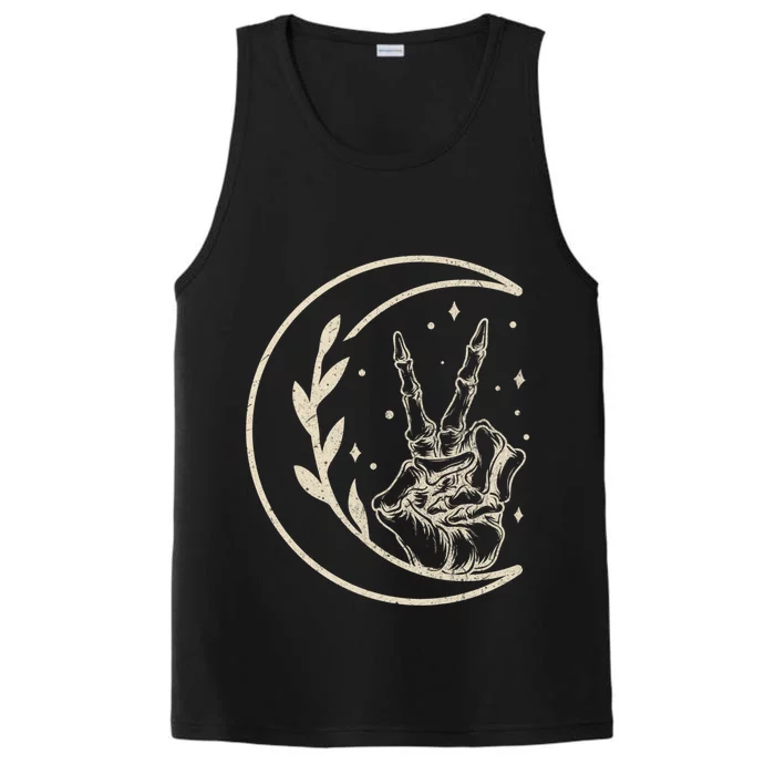 Skeleton Peace Hand Peace Sign Skeleton 2 Fingers Symbol Cool Gift Performance Tank