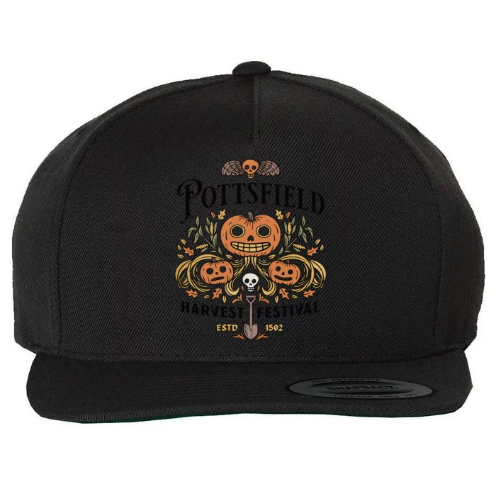 Spooky Pottsfield Harvest Festival Pumpkin Vibes Halloween Meaningful Gift Wool Snapback Cap