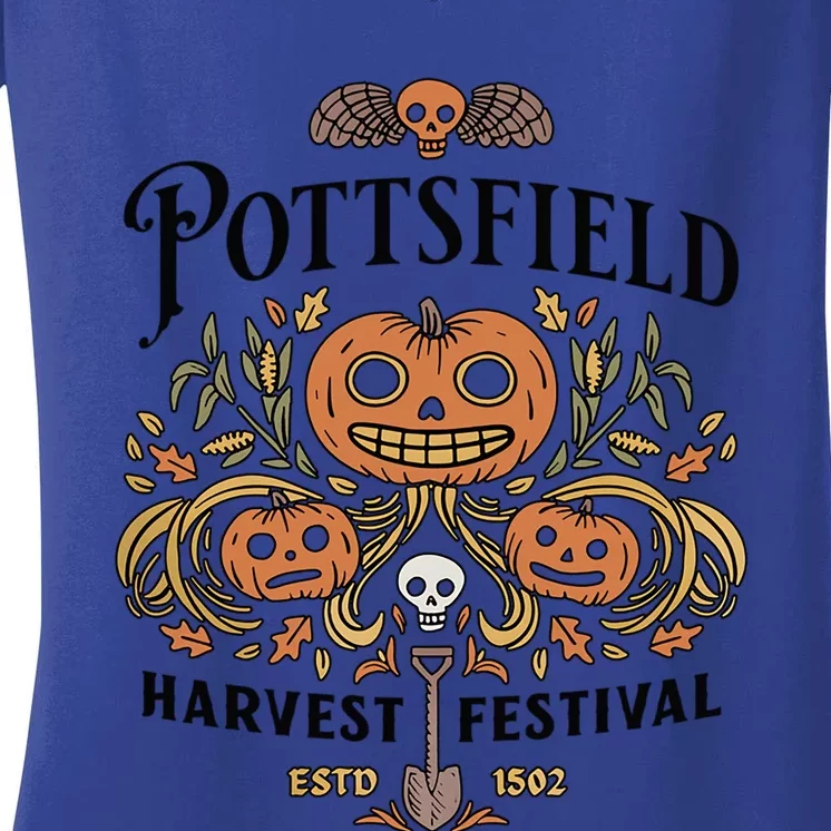 Spooky Pottsfield Harvest Festival Pumpkin Vibes Halloween Meaningful Gift Women's V-Neck T-Shirt