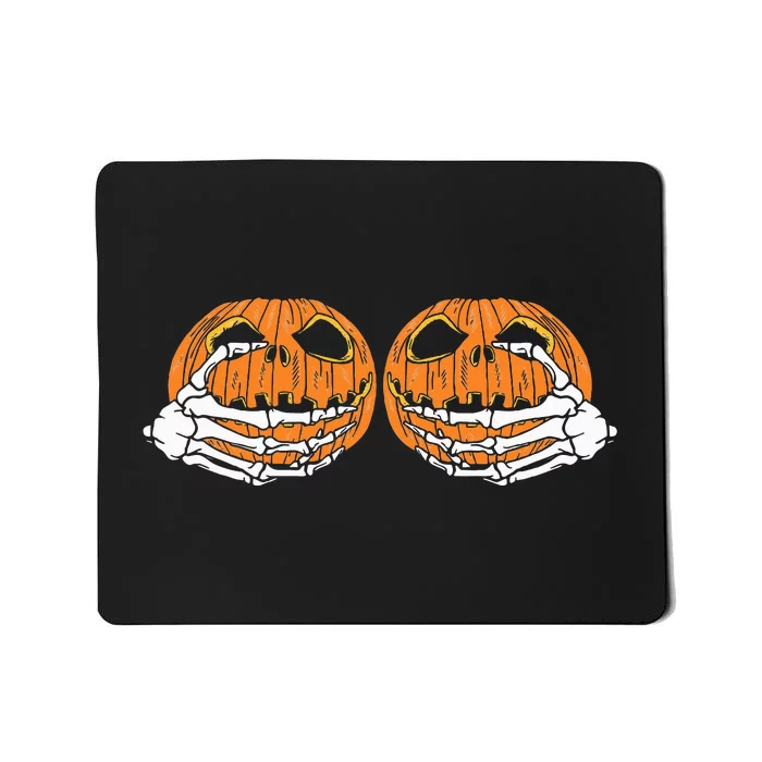 Spooky Pumpkin Hand Bra Costume Hilarious Halloween Present Mousepad