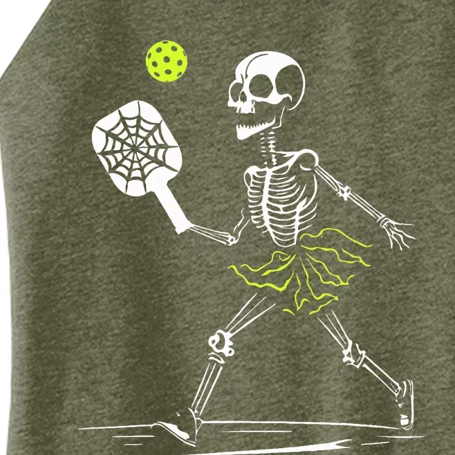 Spooky Pickleball Halloween Skeleton Women’s Perfect Tri Rocker Tank